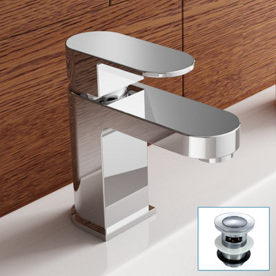 Nes Home Modern Mono Mixer Tap with Basin Waste Chrome