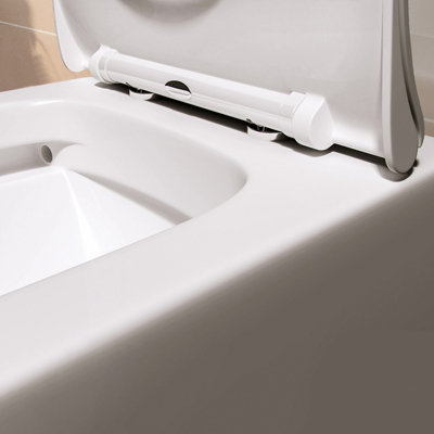 Nes Home Modern Rimless Back To Wall Toilet Pan WC and Soft Close Seat White