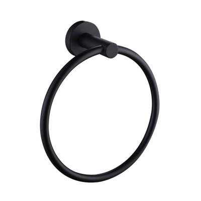 Nes Home Modern Round Black Matte Towel Ring