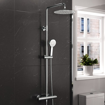 Nes Home Modern Round Exposed 2 Way Thermostatic Mixer Shower Set With Easy Fittings