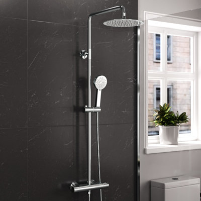 Nes Home Modern Round Exposed Thermostatic Mixer Shower Set With Shower ...