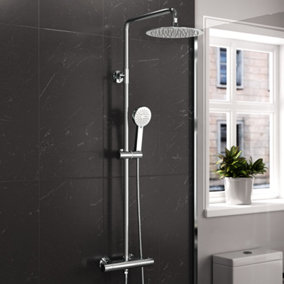 Nes Home Modern Round Exposed Thermostatic Mixer Shower Set With Shower Head and Handheld