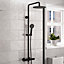 Nes Home Modern Round Matte Black Exposed Thermostatic Mixer Shower Set With Easy Fitting