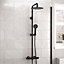 Nes Home Modern Round Matte Black Exposed Thermostatic Mixer Shower Set With Shower Head