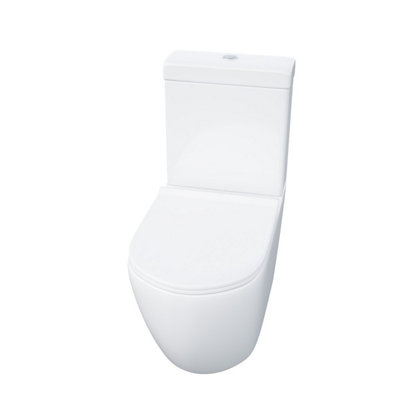 Nes Home Modern Round Rimless Closed Coupled WC Toilet With Cistern And Soft Close Seat