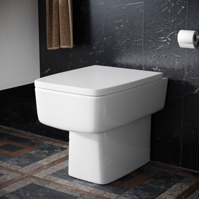 Nes Home Modern Square 350mm Back to Wall Toilet and Soft Close Seat ...