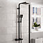 Nes Home Modern Square Matte Black Exposed Thermostatic Mixer Shower Set With Shower Head and Handheld