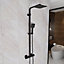Nes Home Modern Square Matte Black Exposed Thermostatic Mixer Shower Set With Shower Head