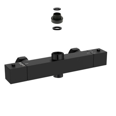 Nes Home Modern Square Matte Black Exposed Thermostatic Shower Mixer