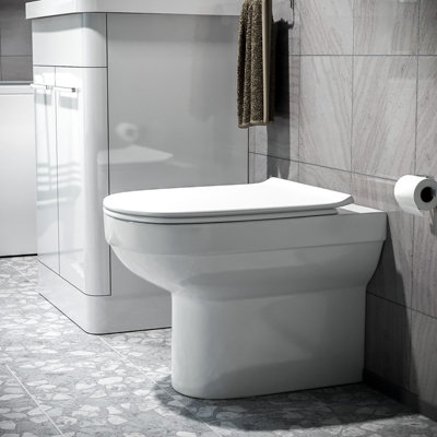 Nes Home Modern Stylish Bathroom Back to Wall Toilet with Soft Close Seat White