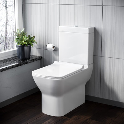 Nes Home Modern Stylish Bathroom Close Coupled Toilet with Soft Close Seat White Price Comparisons | Compare The Build