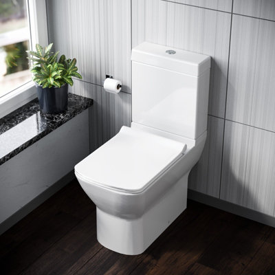 Buy Modern Toilet Close Coupled WC Soft Close Seat Short