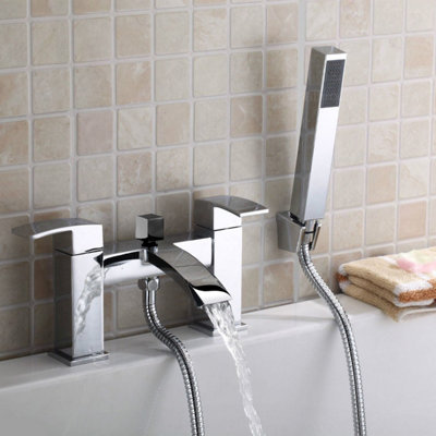 Nes Home Modern Waterfall Bath Filler Shower Mixer Tap Bathroom Deck Mounted Faucet Arke