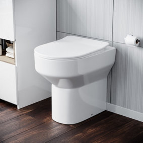 Nes Home Modern White Rimless Back to Wall Toilet with Soft Close Seat