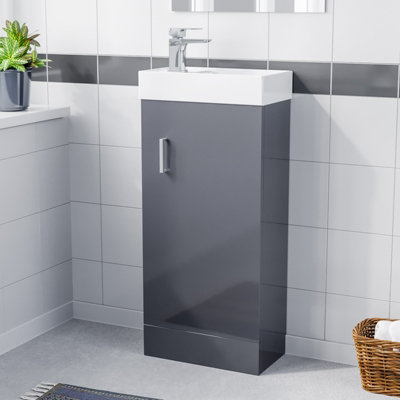 Nes Home Nanuya 400mm Freestanding Cloakroom MDF Vanity & Basin Steel Grey Price Comparisons | Compare The Build