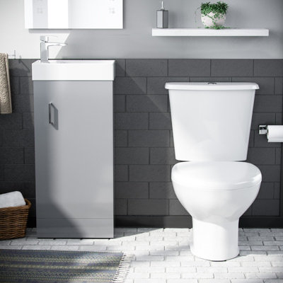 Nes Home Nanuya 400mm Vanity Basin Unit & Close Coupled Toilet Light Grey