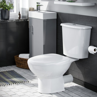 Nes Home Nanuya 400mm Vanity Basin Unit & Close Coupled Toilet Light Grey