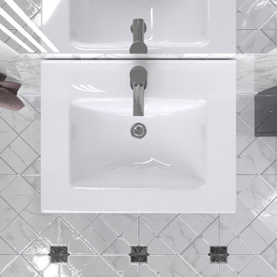 Nes Home Nanuya 500mm Floor Standing Anthracite Stylish Slim Basin Vanity Unit
