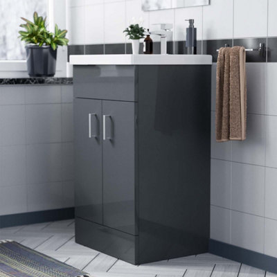Nes Home Nanuya 500mm Medium Basin Vanity Unit Floor Standing Grey