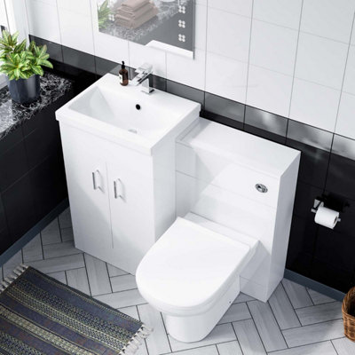 Nes Home Nanuya 500mm Vanity Basin, WC Unit & Elso Back to Wall Toilet Pan