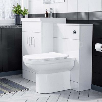 Nes Home Nanuya 500mm Vanity Basin, WC Unit & Elso Back to Wall Toilet Pan