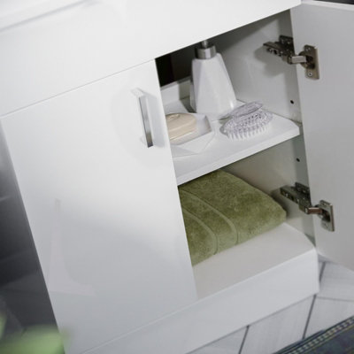 Nes Home Nanuya 600mm Floor Standing Vanity Unit Flat Pack - White