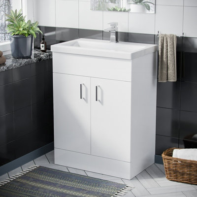 Nes Home Nanuya 600mm Freestanding White Ceramic Basin Sink Vanity MDF Unit Price Comparisons | Compare The Build
