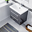 Nes Home Nanuya 600mm Steel Grey Wall Hung 2 Drawer Vanity Cabinet & Basin