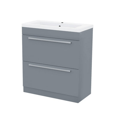 Nes Home Nanuya 800 mm Light Grey 2 Drawer Vanity Storage Cabinet