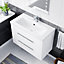 Nes Home Nanuya 800mm Gloss White Wall Hung 2 Drawer Vanity Cabinet & Ceramic Basin Sink