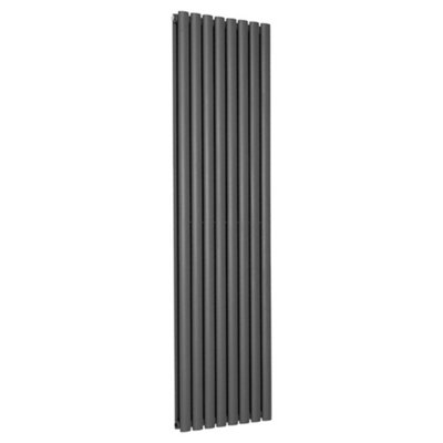 Nes Home Norden 1600 x 472 mm Vertical Double Oval Tube Anthracite  Designer Radiator