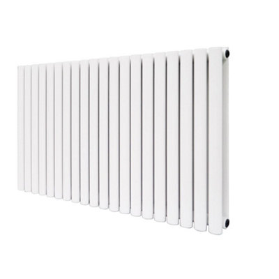 Nes Home Norden 600 x 1180 mm Horizontal Double Oval Tube White  Designer Radiator