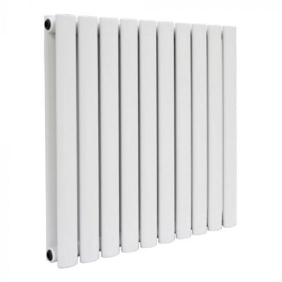 Nes Home Norden 600 x 590 mm Horizontal Double Oval Tube White Designer Radiator