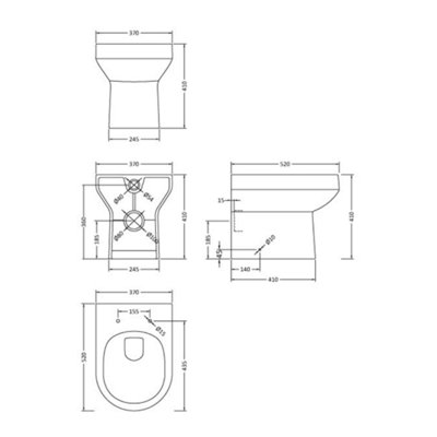 Nes Home Nuie White Contemporary D-shape Back To Wall Toilet Pan
