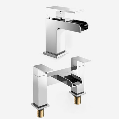 Nes Home Origin Waterfall Basin Mono Mixer Tap and Bath Filler Tap with Waste