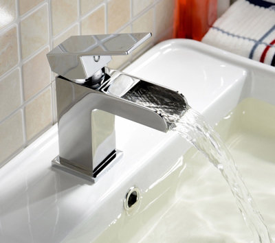 Nes Home Origin Waterfall Basin Mono Mixer Tap & Bath Filler Mixer Tap Chrome