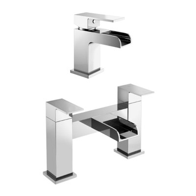 Nes Home Origin Waterfall Mono Mixer Tap, Bath Filler Mixer Tap & Waste Chrome