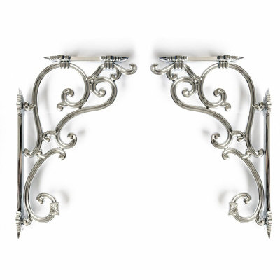 Nes Home Ornate Chrome Traditional Antique Iron Cast Wall Shelf Toilet Cistern Brackets