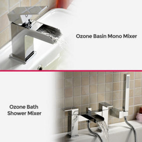 Nes Home Ozone Waterfall Tap Set Basin Mono & Bath Shower Mixer