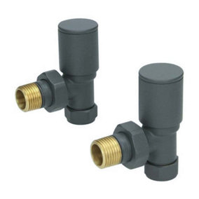 Nes Home Pair 15mm Radiator Valve Angled Anthracite Brass Twin Pack Heated Kartell