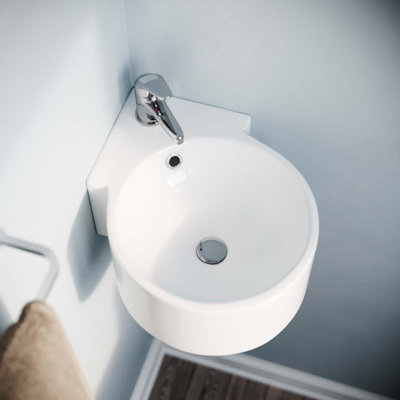 Nes Home Palmer 300 mm Bathroom Wall Hung Cloakroom Basin with Waterfall Mono Tap & Waste