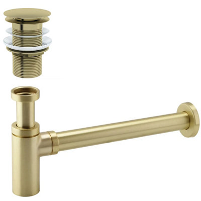 Nes Home Premium Basin Sink Brushed Brass Bottle Trap Waste With Basin Waste Price Comparisons | Compare The Build