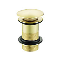 Nes Home Push Button Unslotted Basin Waste Sprung Brushed Brass