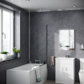 Nes Home PVC Cladding Shower Panel 2400 x 1000 x 10mm Slate Grey