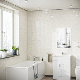 Nes Home PVC Cladding Shower Panel 2400 x 1000 x 10mm Travertine Stone