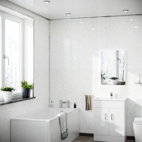 Nes Home PVC Cladding Shower Panel 2400 x 1000 x 10mm White Galaxy