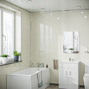 Nes Home PVC Cladding Shower Panel 2400 x 1200 x 10mm Travertine Galaxy