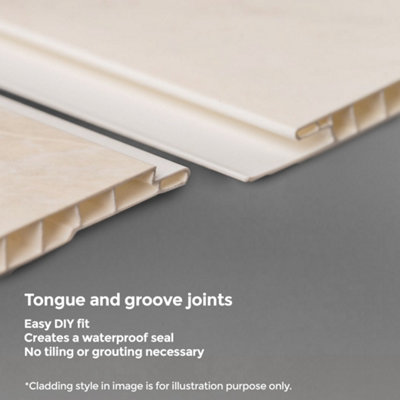 Nes Home PVC Cladding Shower Panel 2700 x 250 x 5mm Pack Of 4 Grey Marble