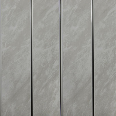 Nes Home PVC Wall Panel Light Grey Marble Silver 200mm x 2700mm x 6mm ...
