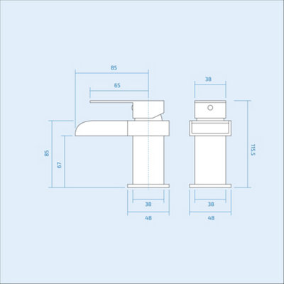 Nes Home Quarter Circle Corner Cloakroom Basin & Waterfall Mixer Tap Waste